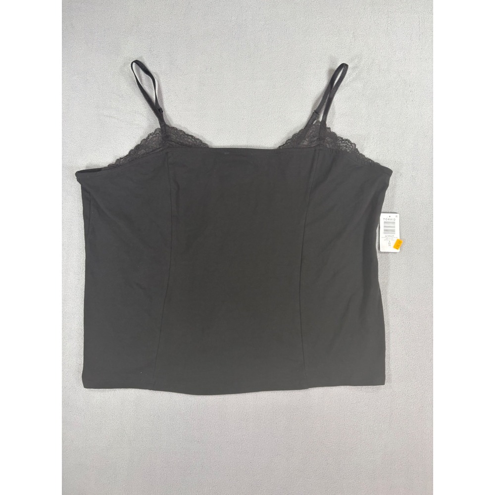 Torrid Crop Tank Women 5 5X Black NEW Lace Trim Foxy Scoop Neck 44180429